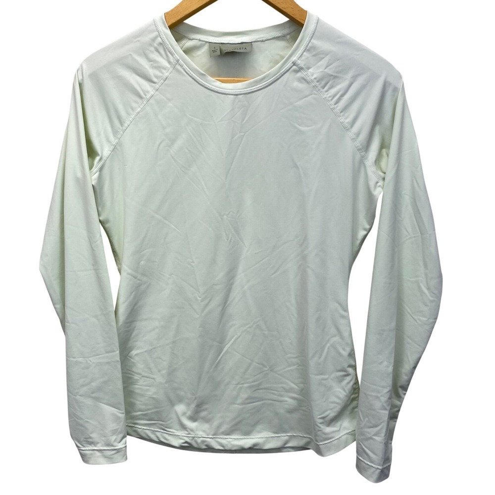 Athleta Pullover Long Sleeve Performance Top Womens S Pale Green‎ Nylon Spandex